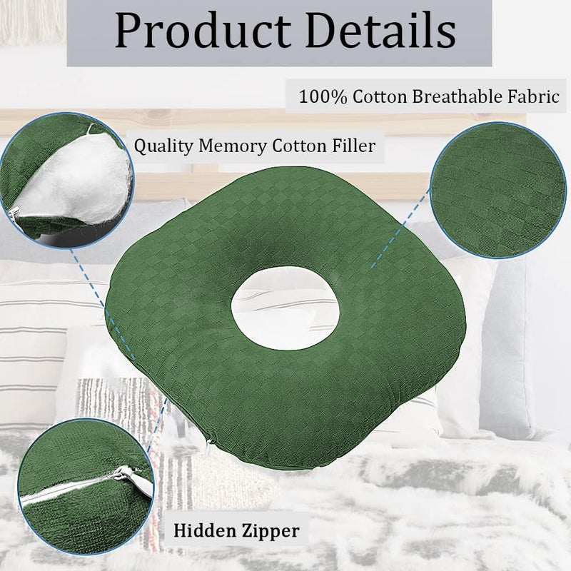 Wuronsa Ear Piercing Pillow for Side Sleepers, Pillow with an Ear Hole for CNH and Ear Pain Ear Inflammation Pressure Sores, O-Shaped Side Sleeping Pillow, Ear Guard Pillow(Dark Green) - Image 4